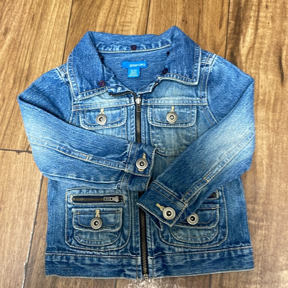 Greendog Adorable Girl’s Denim Zippered Jean Jacket Size 3 / 3T Unisex